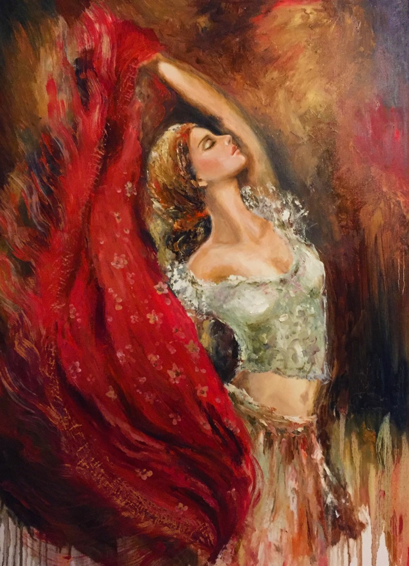 Liana Gor - FLYING SHAWL 30x40 - Oil on Canvas